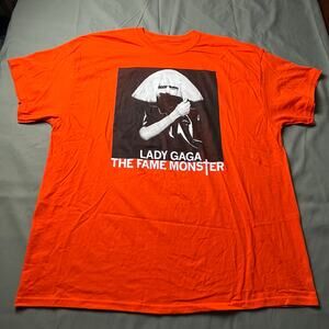 Lady Gaga Shirt Orange Mens 2XL The Fame Monster